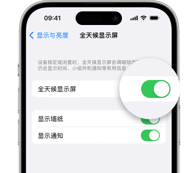 浪卡子苹果15预约维修分享iPhone15如何设置全天候显示屏幕可见 